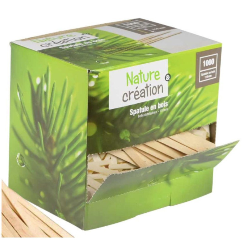 Spatule bois 11 cm mini box distributrice | Gobelets & Cie